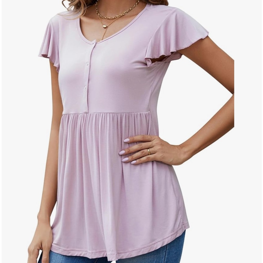 Maternity Nursing Tops for Breastfeeding Shirt Double Layer Dusty Pink